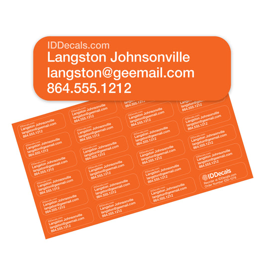 Pack of three line customizable decals for identification.