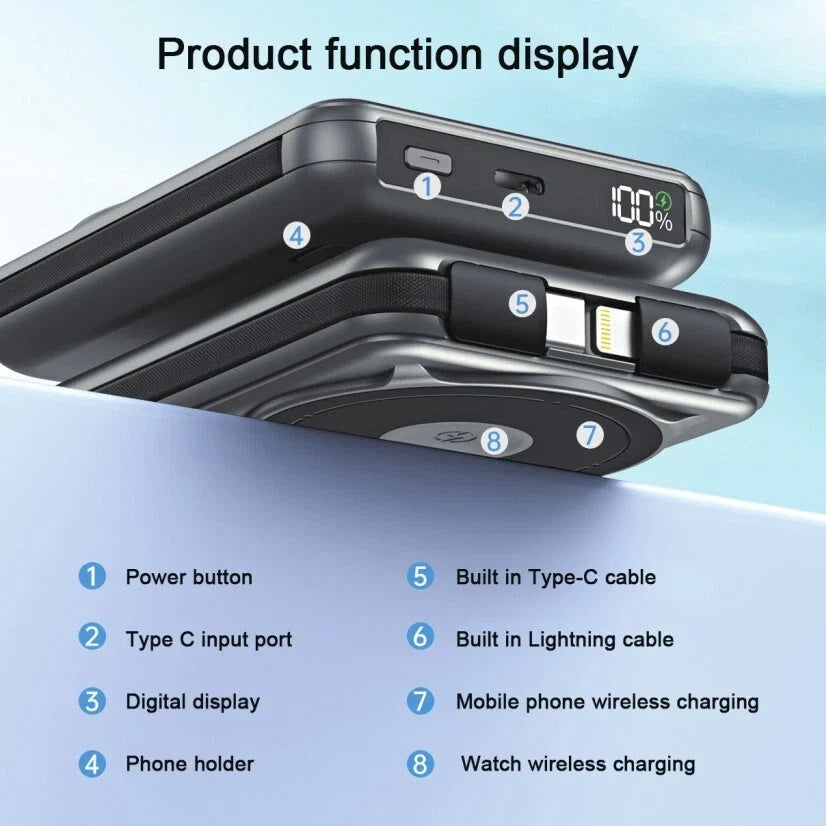 10KmAh 6-in-1 Magnetic or Wired Power Bank