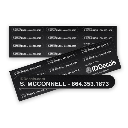 Pack of 30 Single-Line Personalized Decals - Customize your belongings with precision-cut decals.