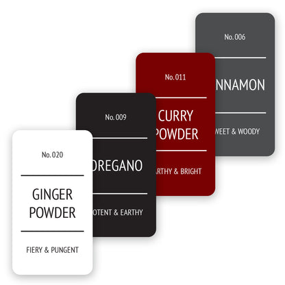 Modern Spice Jar Labels: Premium Vinyl, Four Color Options - Stylish Design