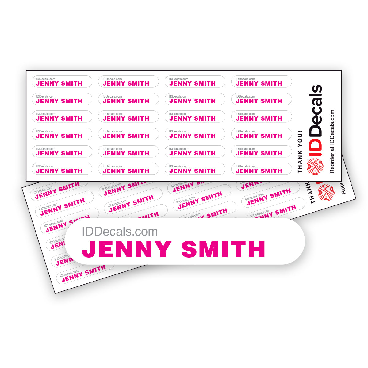 Single-Line Personalized Decals - Small (48 pack) β ID Decals