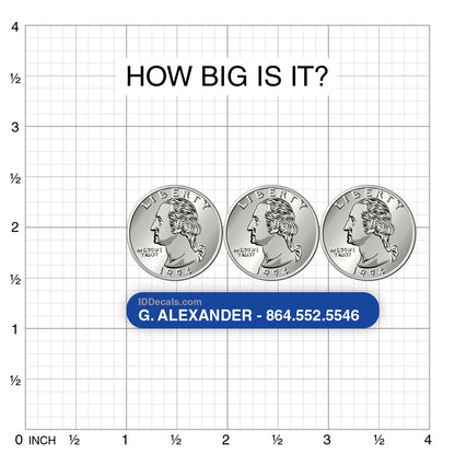 Single-Line Personalized Decal showcased on scale for size reference.