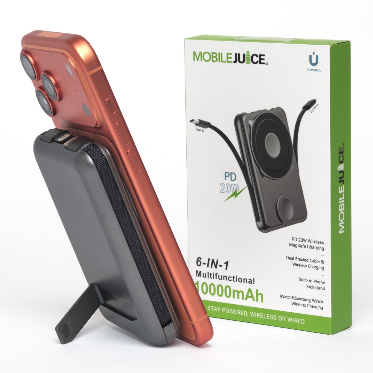 10KmAh  6-in-1 Magnetic or Wired Power Bank