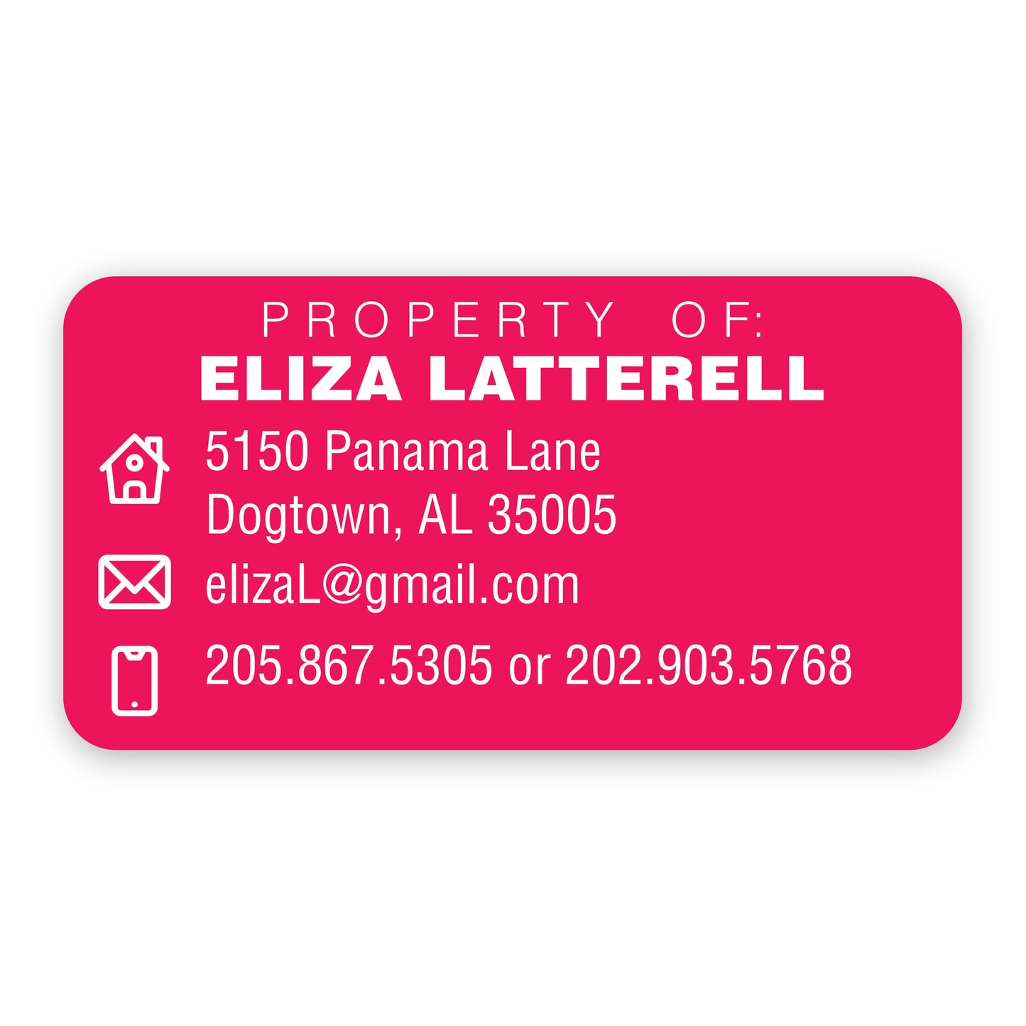 Personalized Contact Information Decals (10 pack)