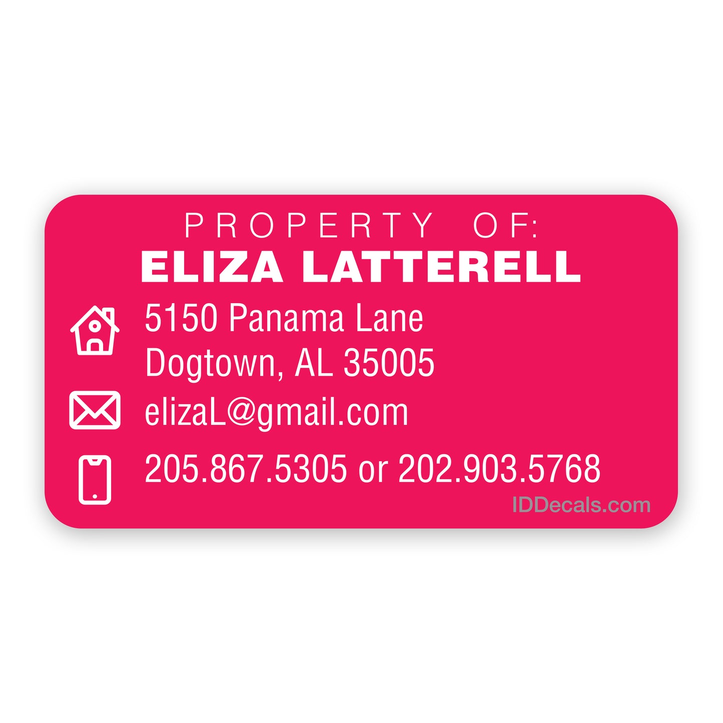 Personalized Contact Information Decals (10 pack)