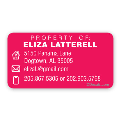 Personalized Contact Information Decals (10 pack)