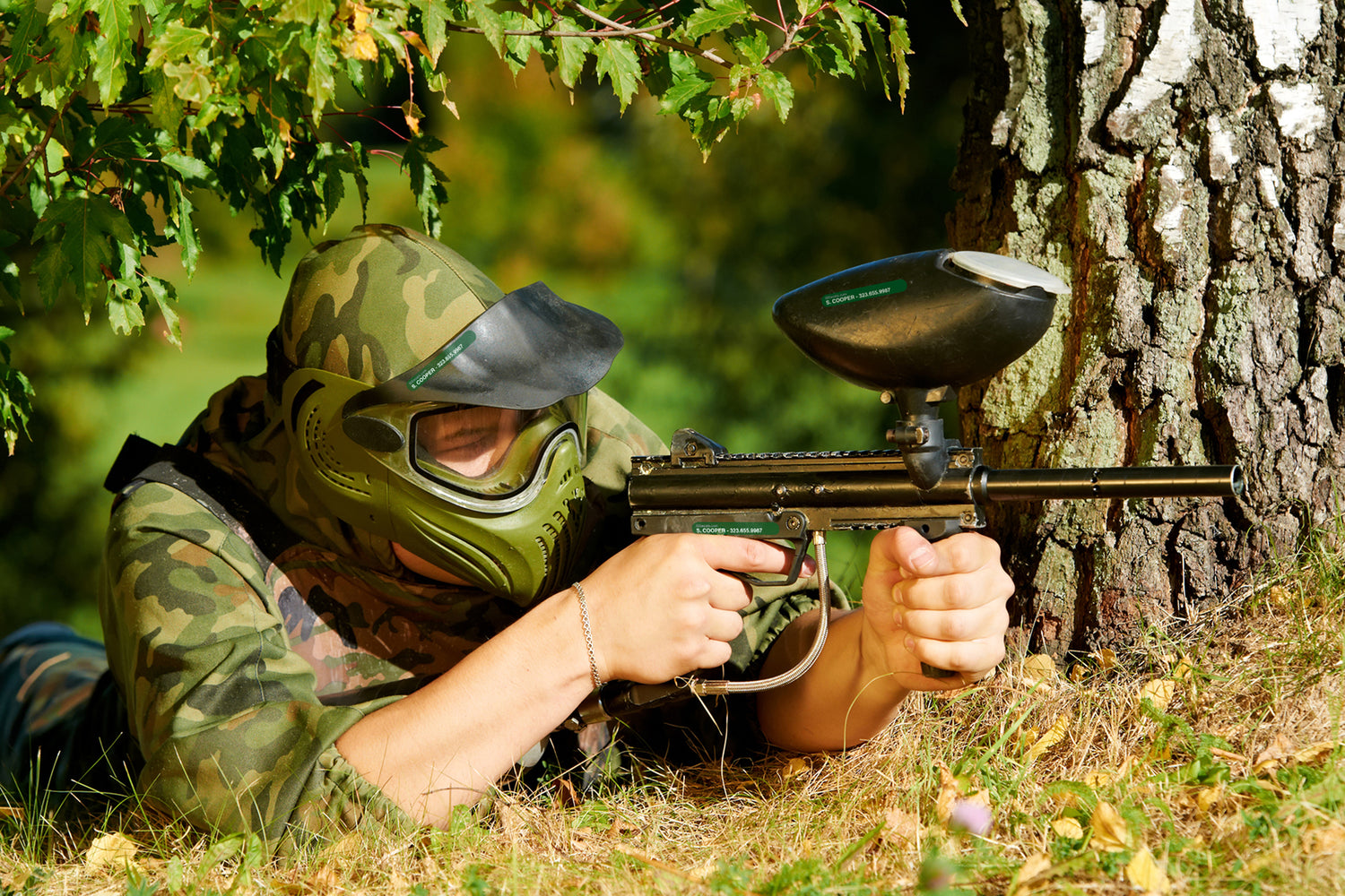 Paintball equipment is easily found when labelled with a custom identification sticker.