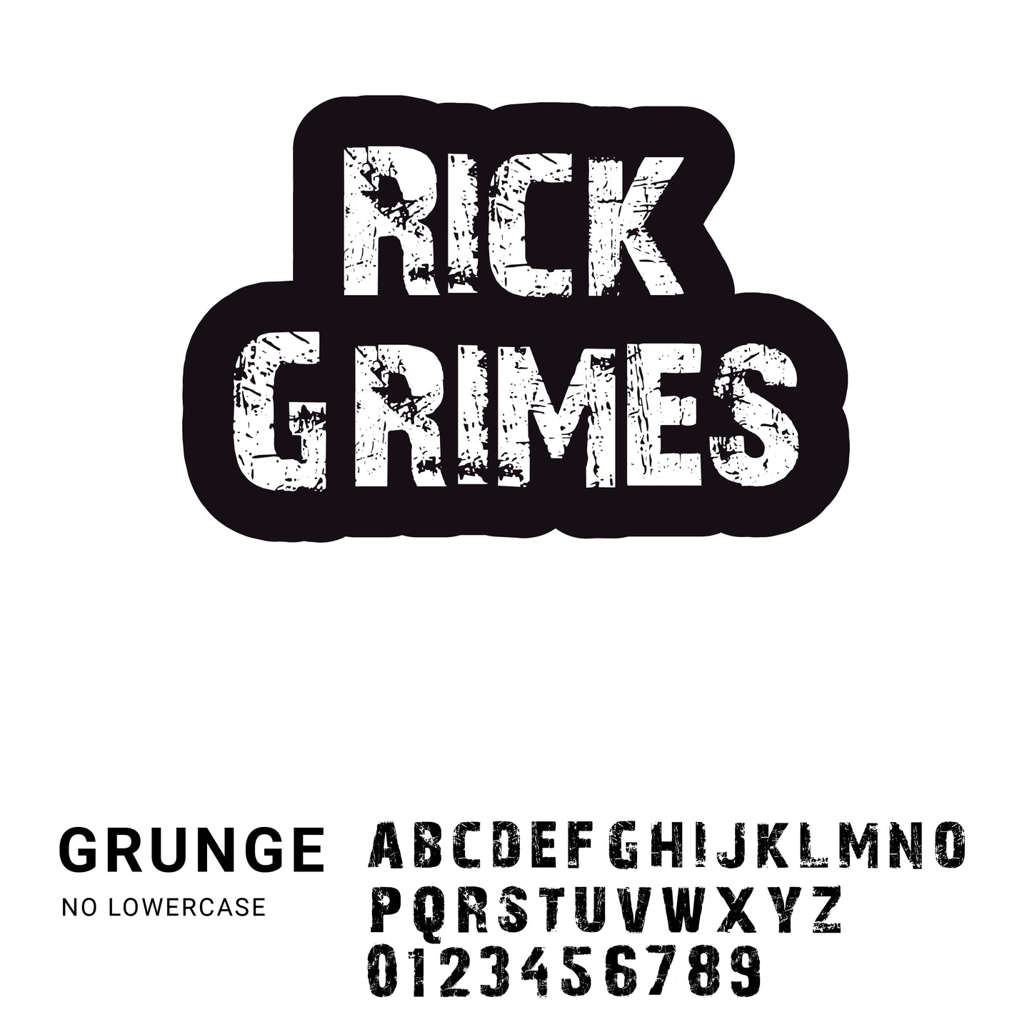 Vinyl two-line cut contour identification stickers using a grunge font: Customized stickers featuring two lines of text in a grunge font, adding a rugged and edgy look to the identification labels.