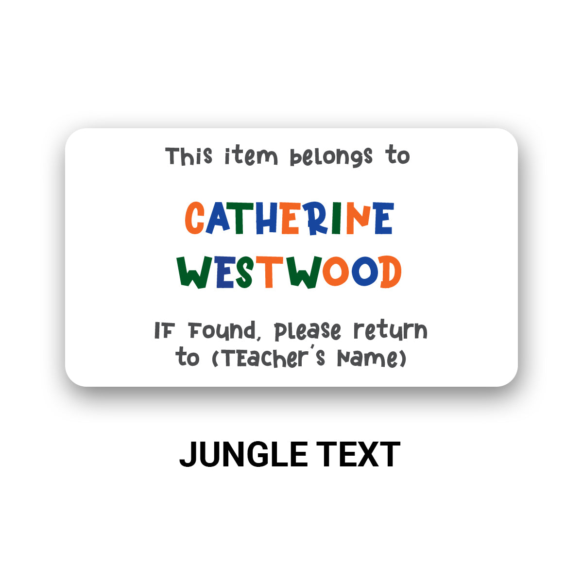 Personalized name decal shown in jungle text colorway.