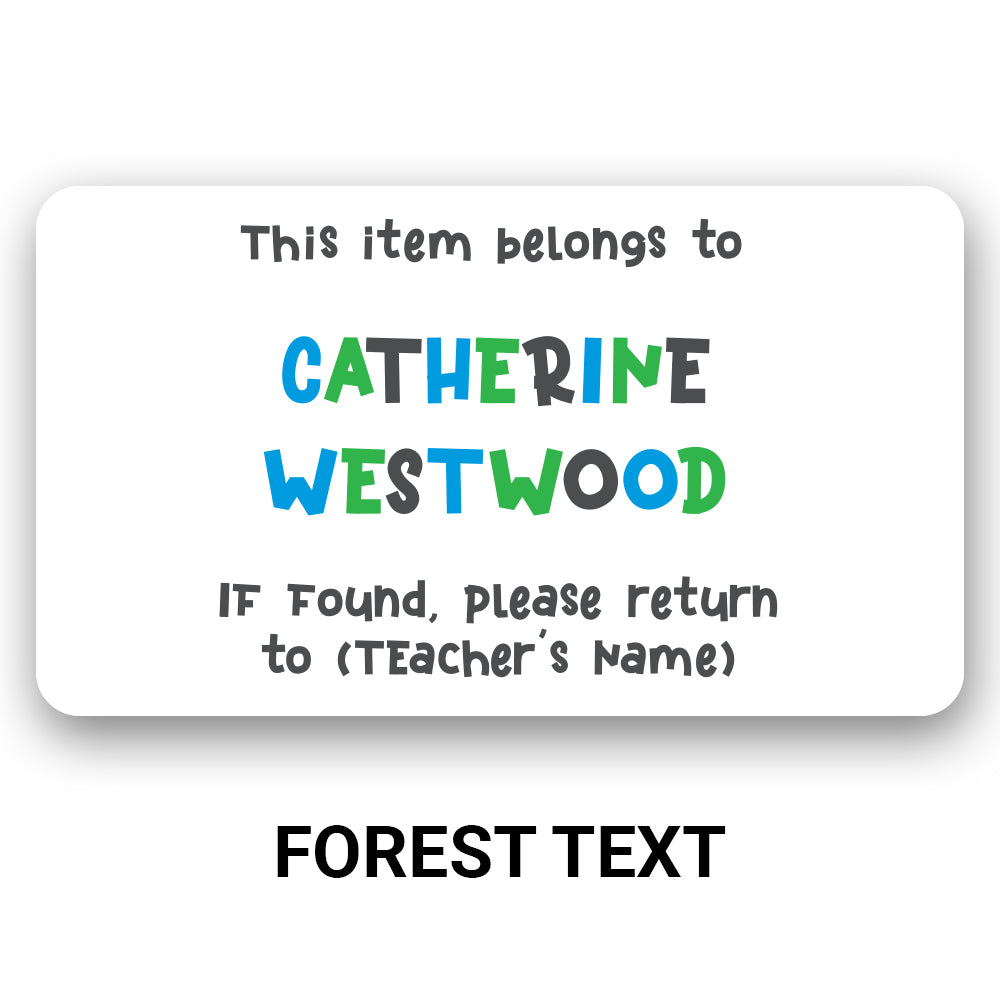 Personalized name decal shown in forest text colorway.