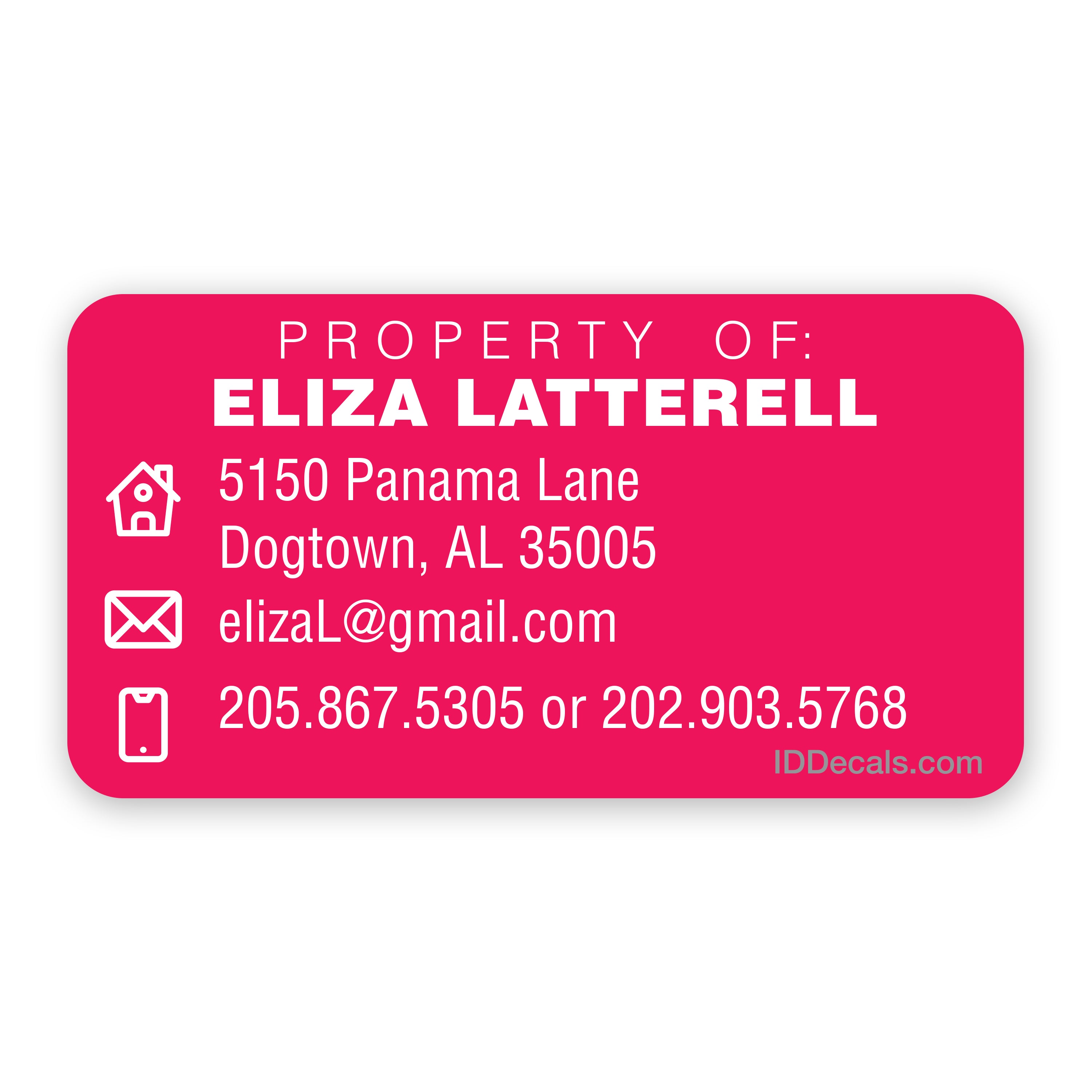 Personalized Contact Information Decals (10 pack) – ID Decals