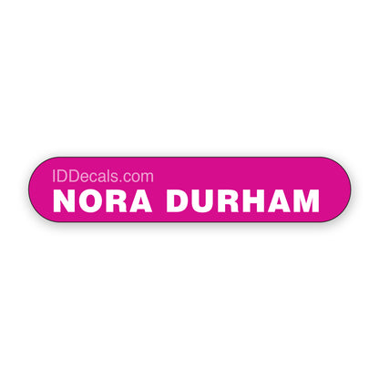 48 Pack of premium vinyl Single-Line Personalized Decals - Small. Shown with white text on a colored background.'